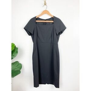 Lafayette 148 New York Black Square Neck Knee Length Dress Sz 4